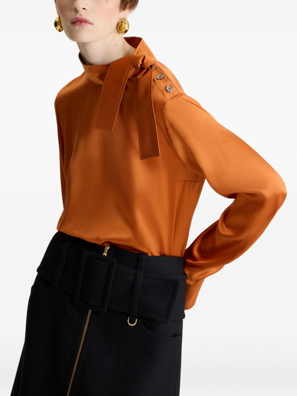 scarf-detail blouse - 4