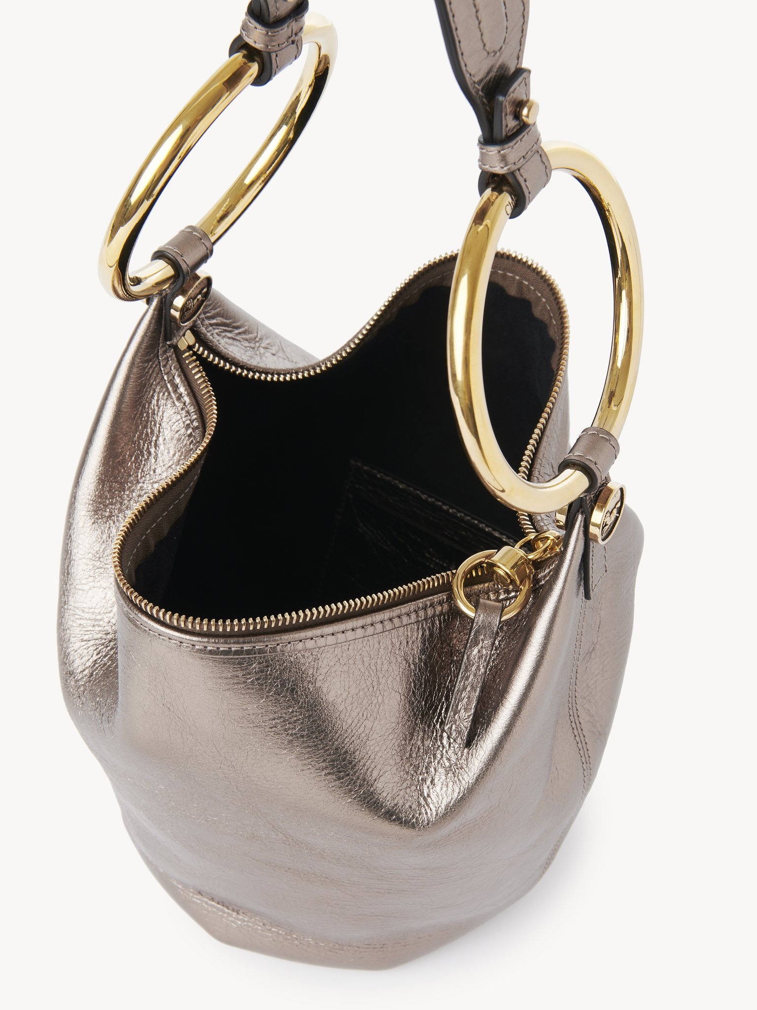 SMALL BRACELET HANDBAG IN METALLIZED LEATHER - 5