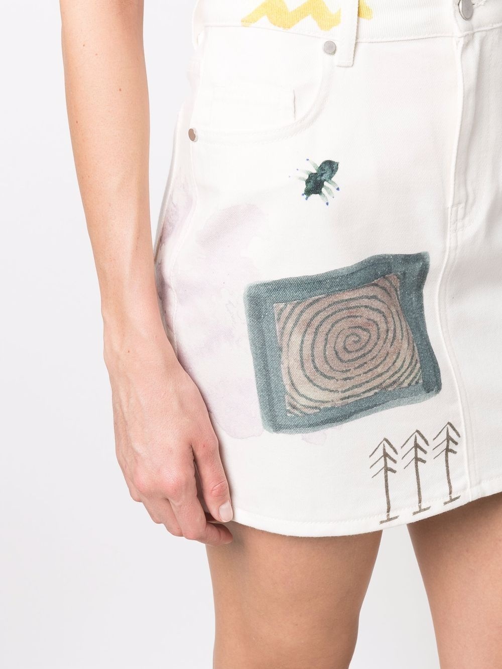 floral-print denim mini skirt - 5