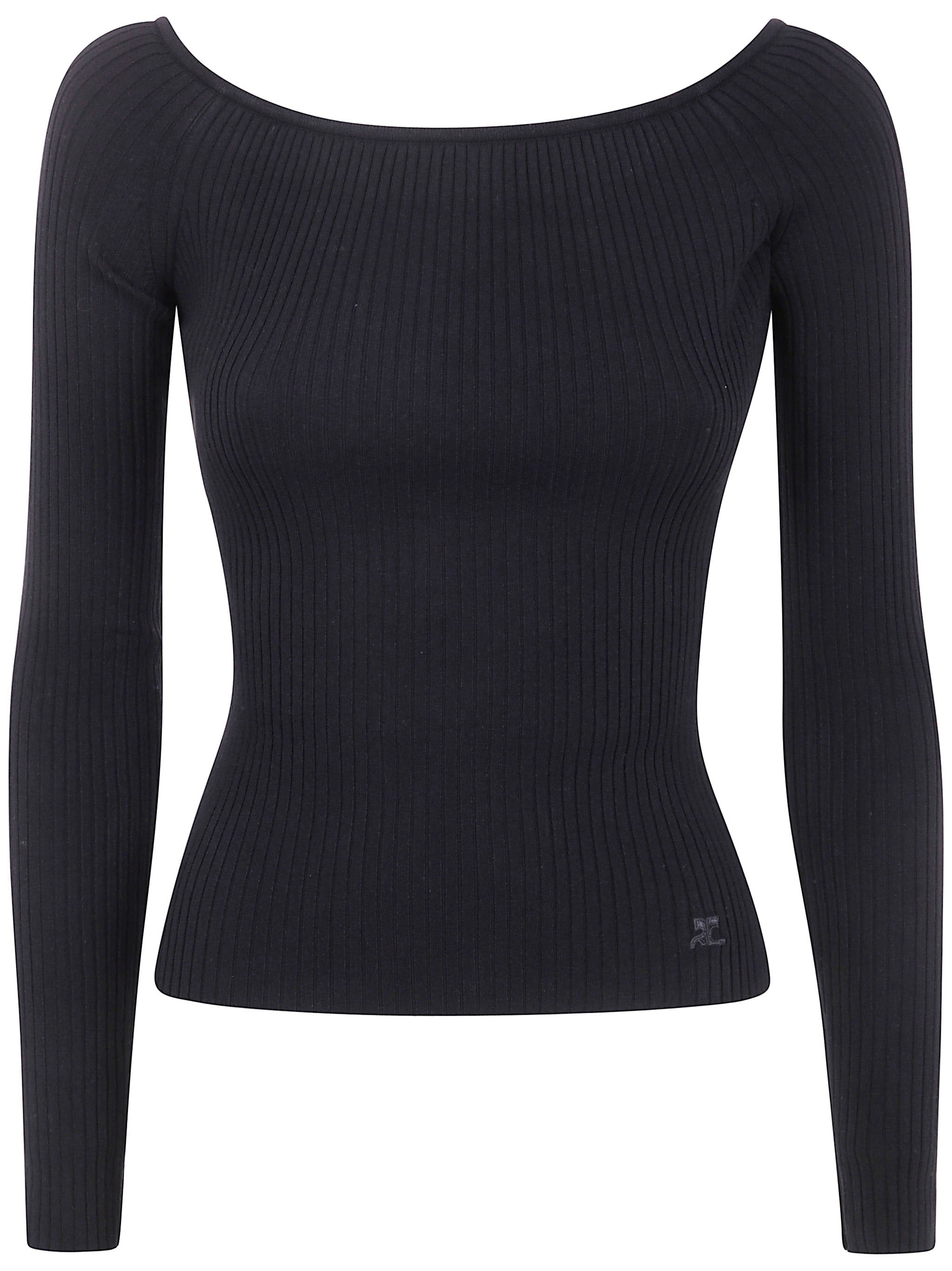 Courreges Women "Off Shoulder" Rib Knit Top - 6