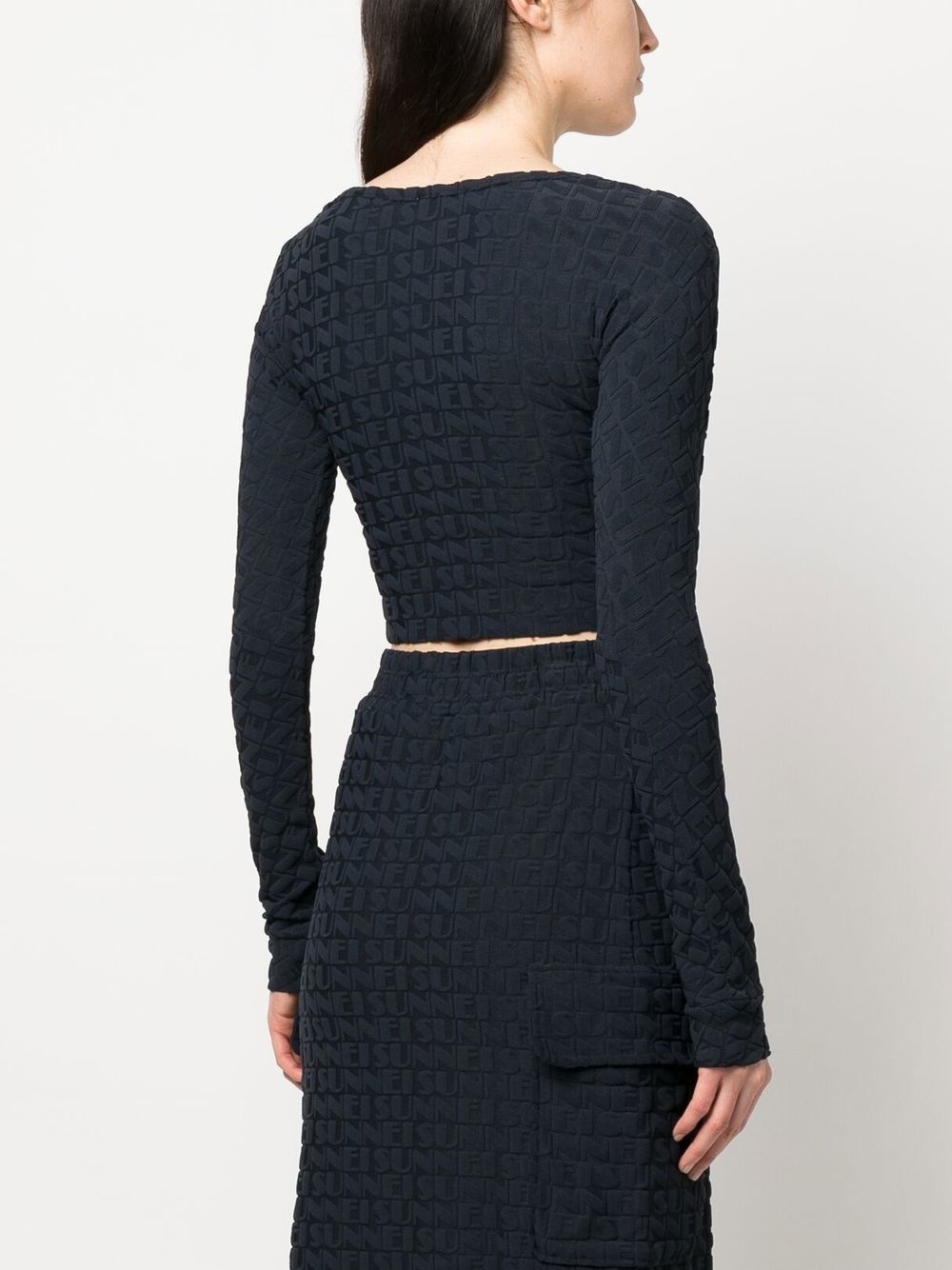 embossed logo-print cropped top - 4