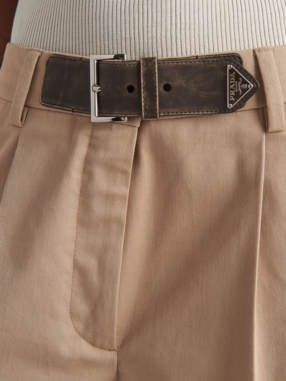 Gabardine belted shorts - 4