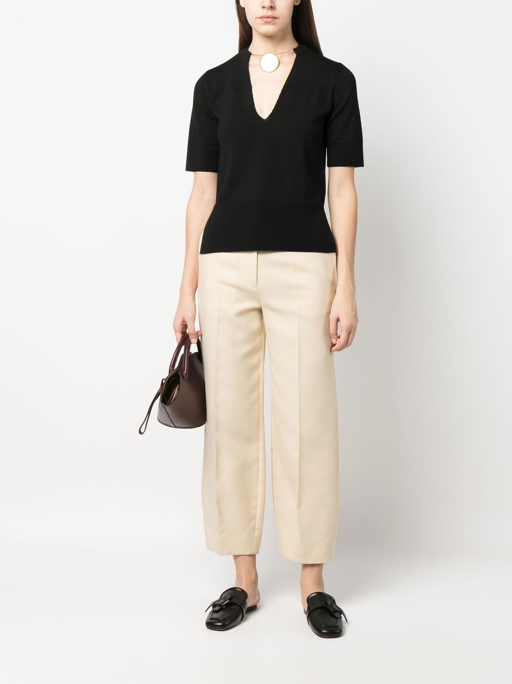 choker-neck short-sleeve top - 2