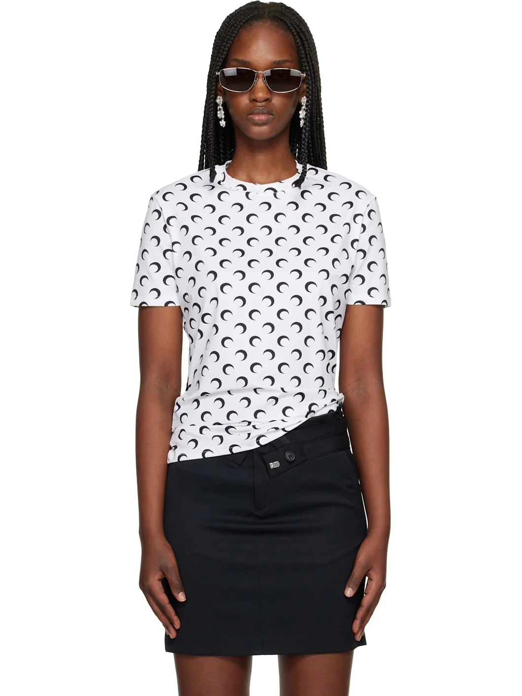 White Moon Printed Jersey Short Sleeves Crewneck T-shirt - 1