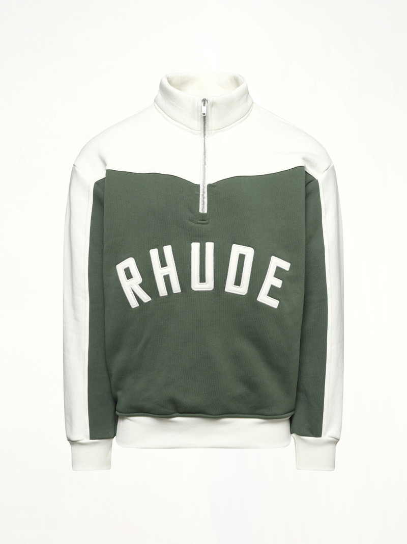 Rhude Rhude Monaco Half-Zip Sweatshirt in Hunter Green/Cream outlook