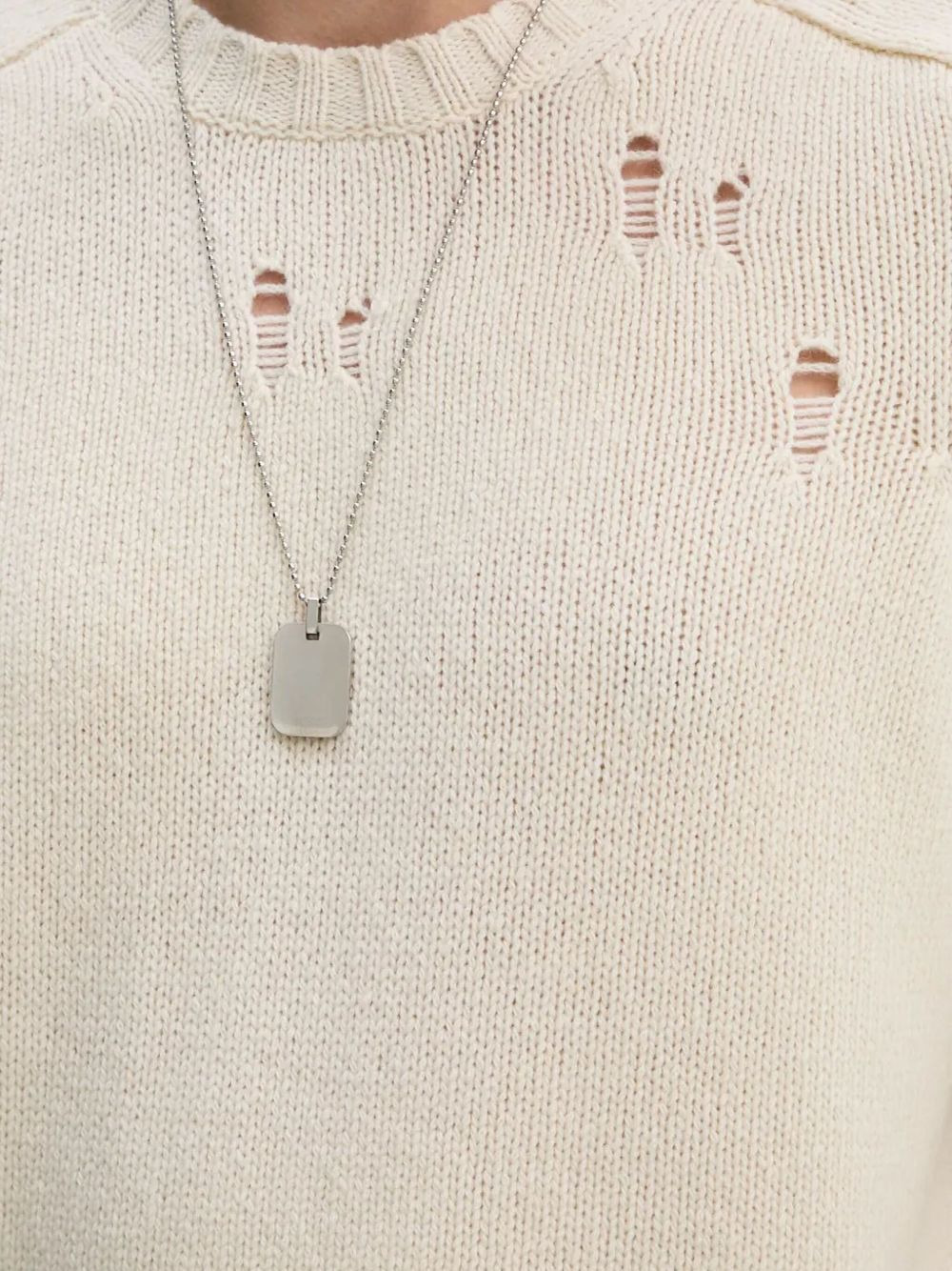 distressed crew-neck sweater - 5