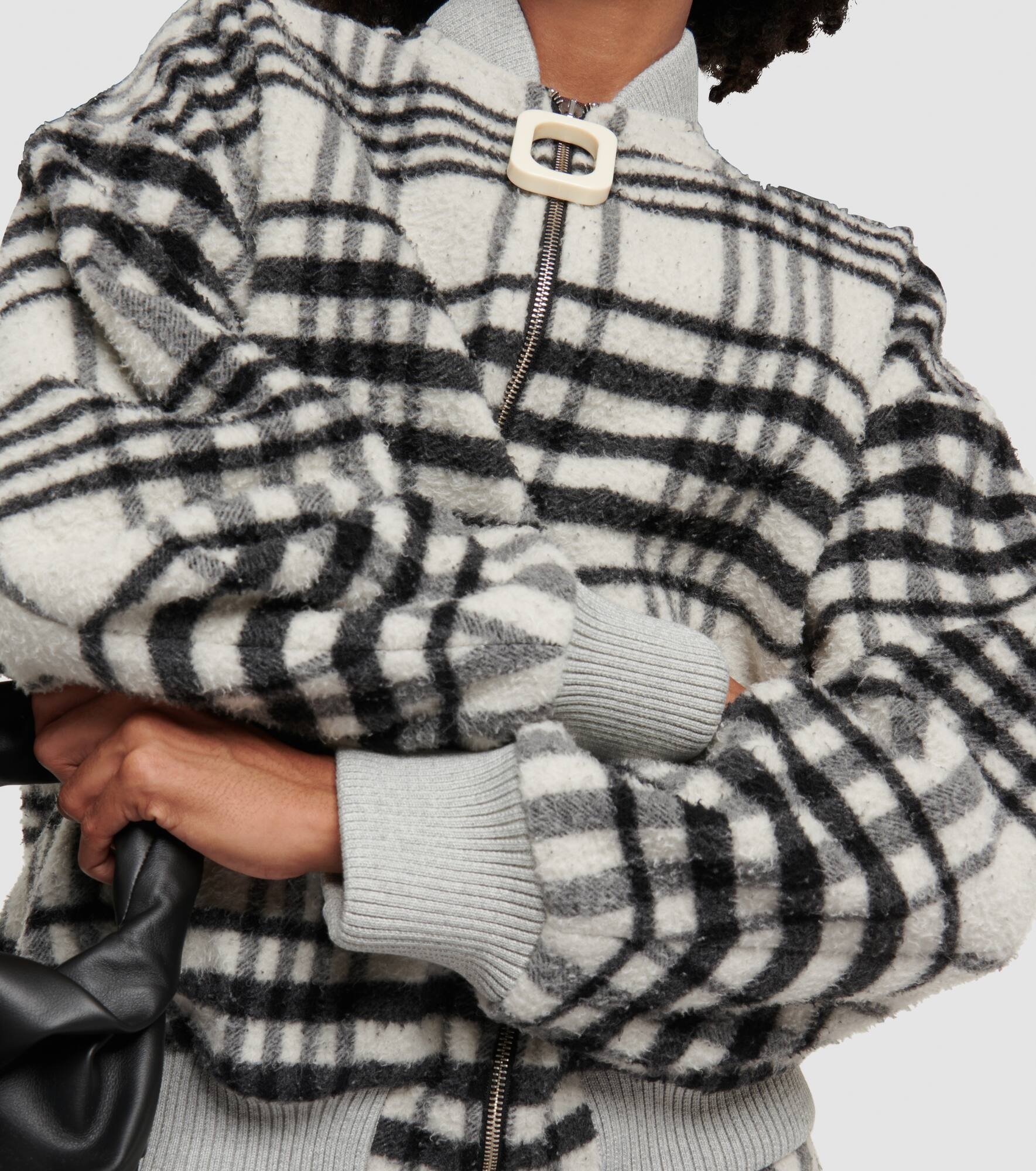 Checked wool-blend bomber jacket - 4
