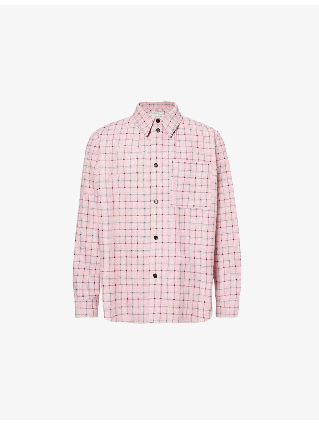 Spread-collar patch-pocket leather shirt - 1
