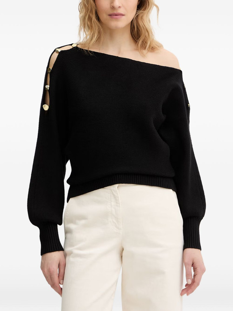 off-the-shoulder button-detail sweater 1