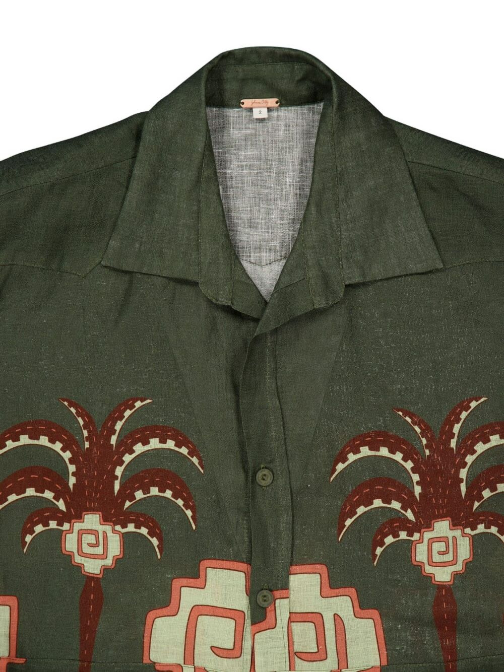 palm-tree print linen shirt - 4