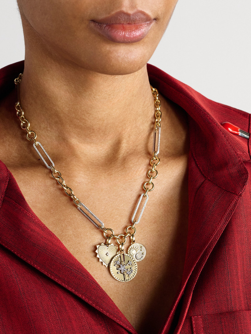 FOUNDRAE Resilience, Balance And Radiating Heart 18-karat Yellow And White Gold Diamond Necklace outlook