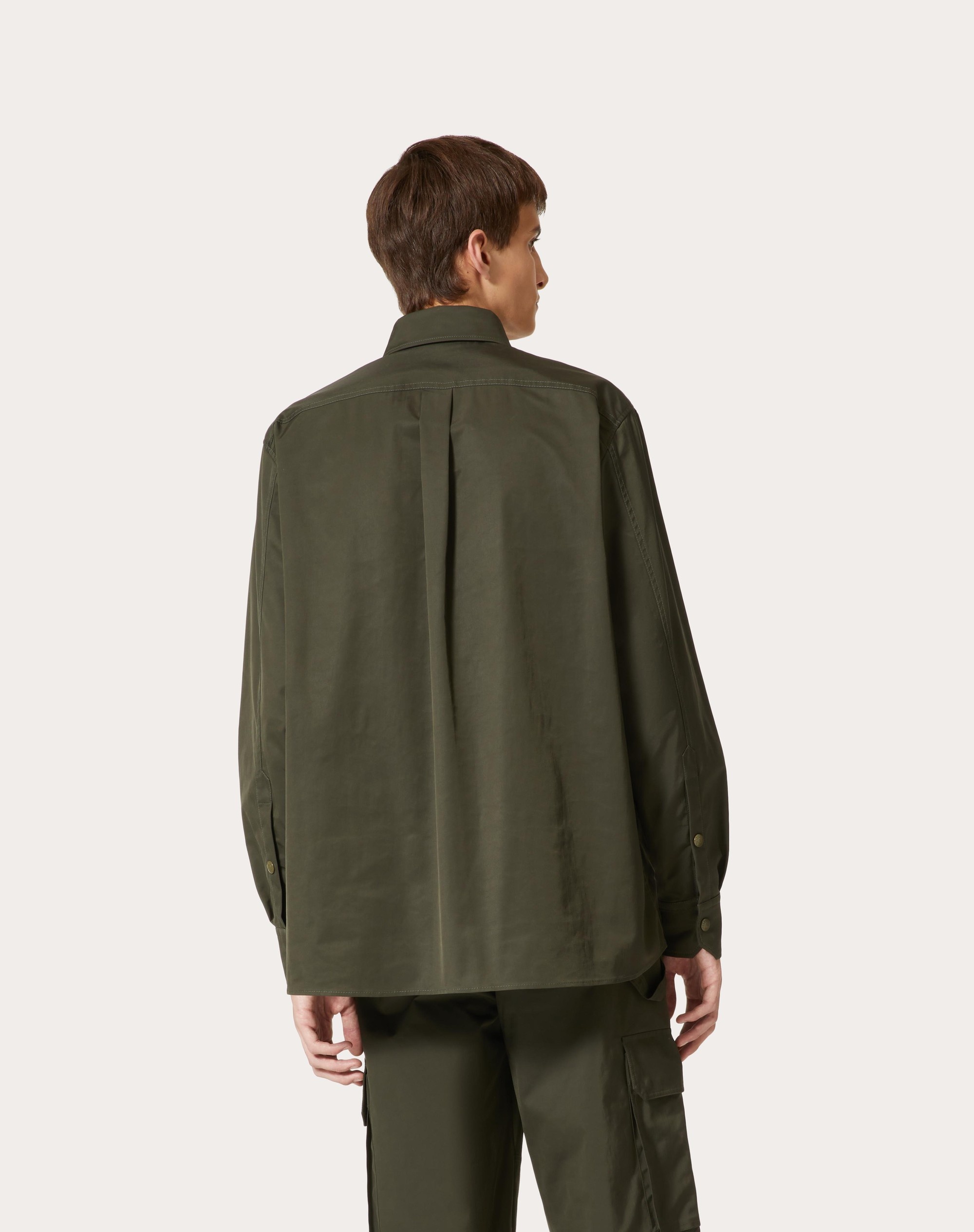 NYLON SHIRT JACKET WITH RUBBERIZED V DETAIL - 4