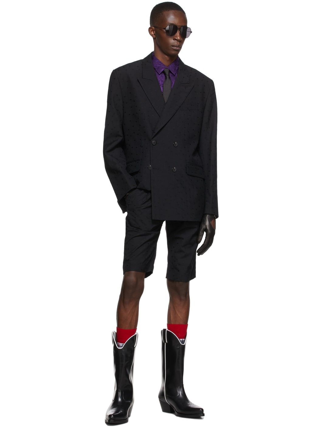 Black Virgin Wool Shorts - 4
