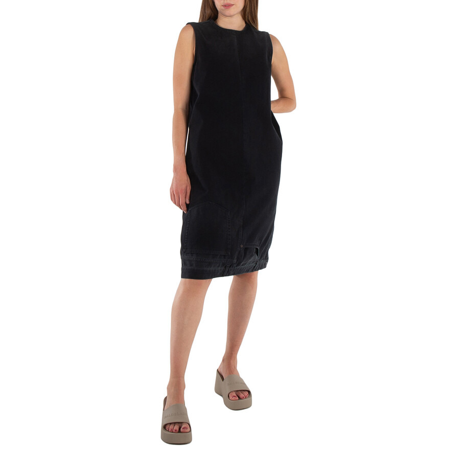 Balenciaga Sunbleached Black Upside Down Denim Midi Dress - 3