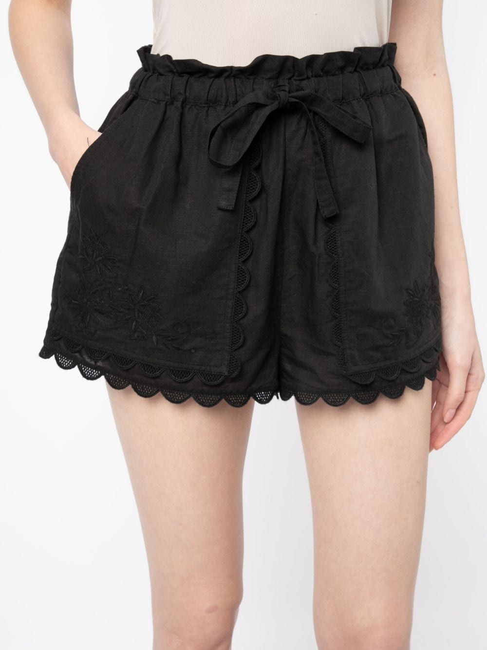 scallop-edge embroidered mini shorts - 5