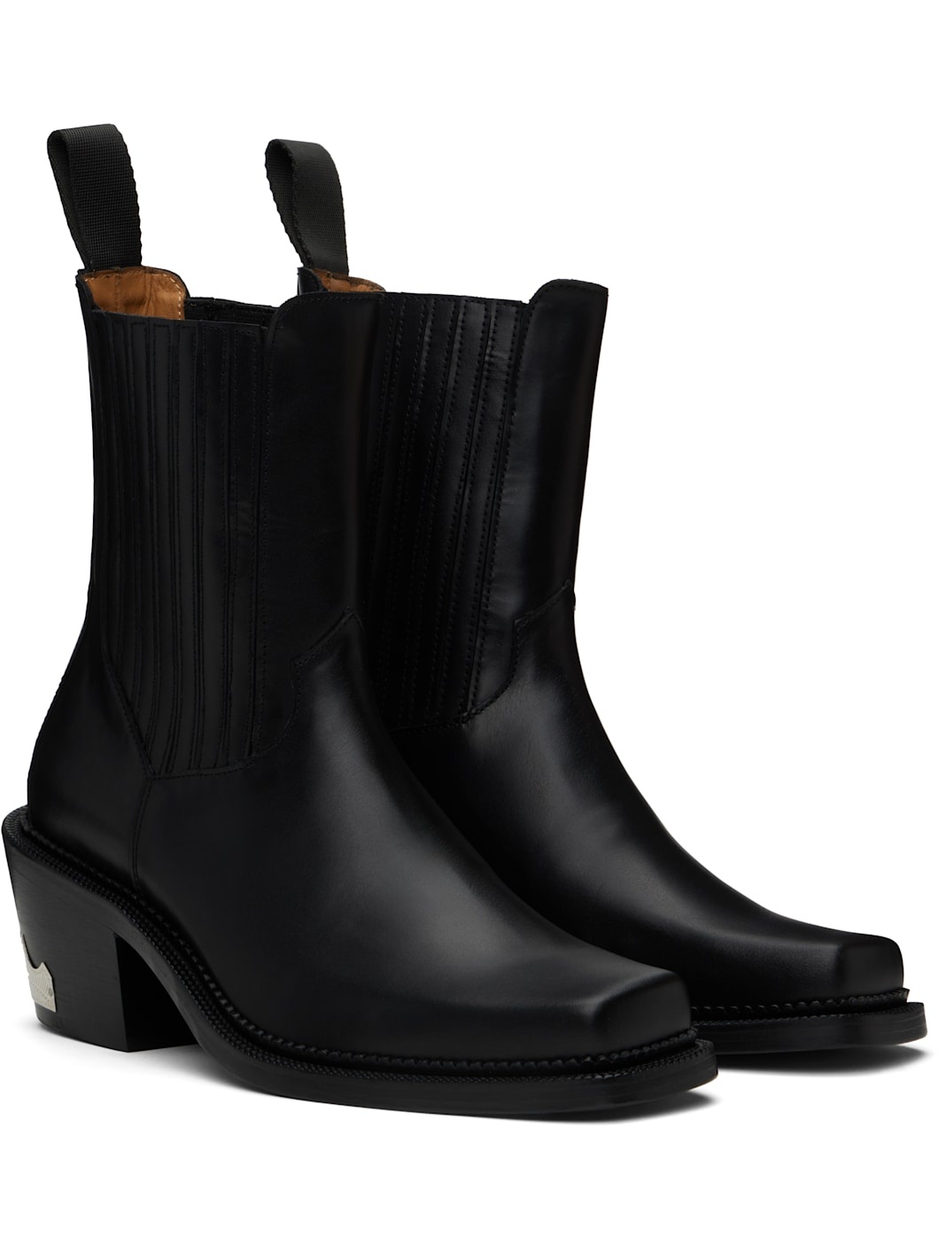 Black Square Toe Chelsea Boots - 4