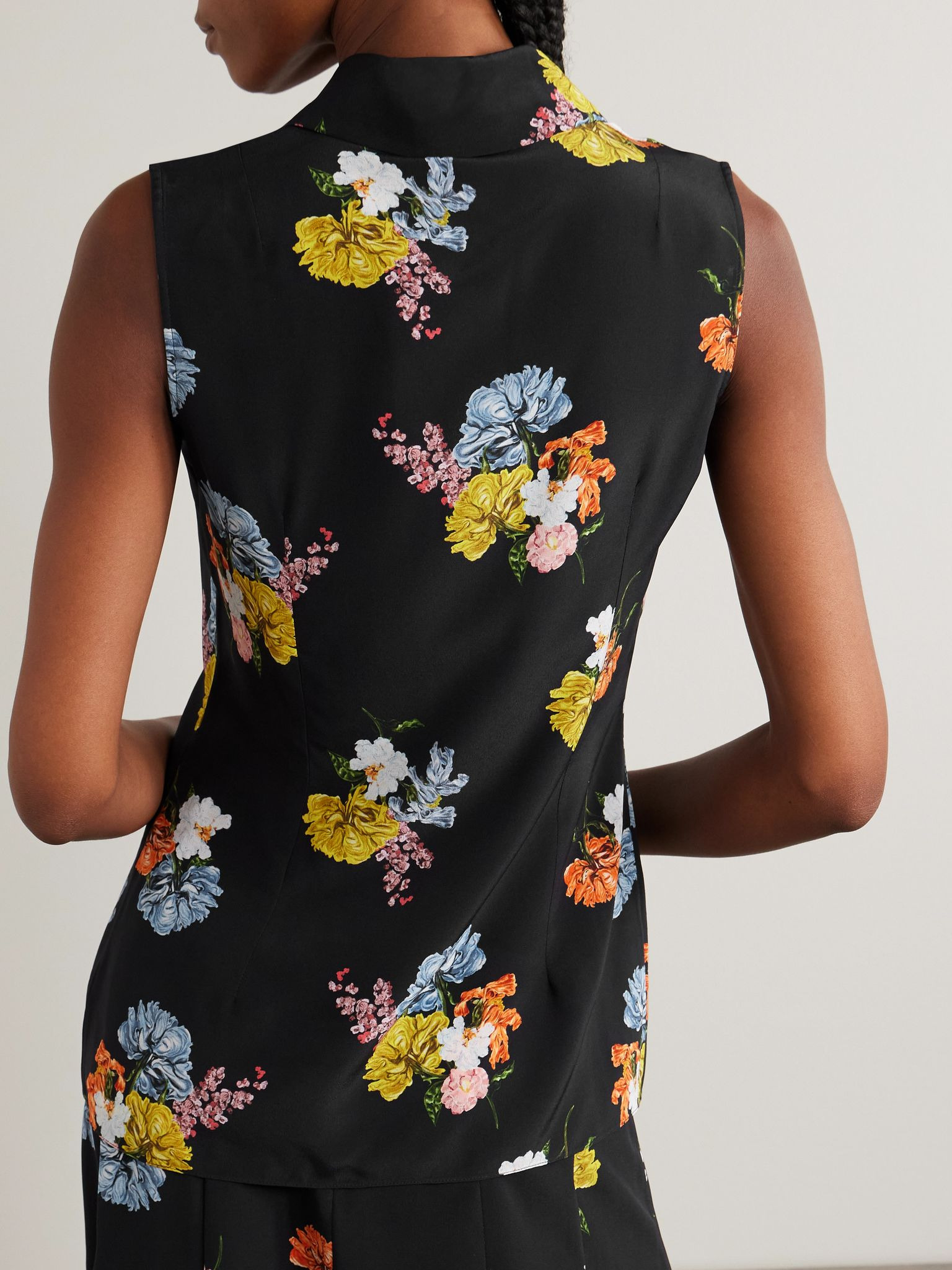 Navanne floral-print silk crepe de chine blouse Black - 4