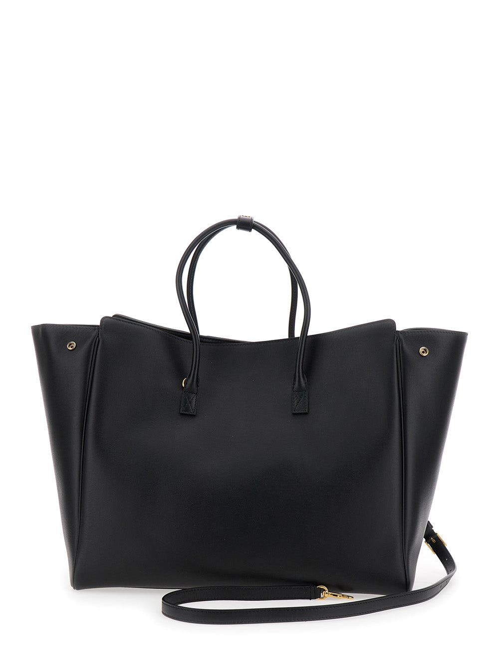 Balenciaga Women 'Hampton Medium' Black Handbag With Embossed Logo On The Front And Removable Key Ri - 4