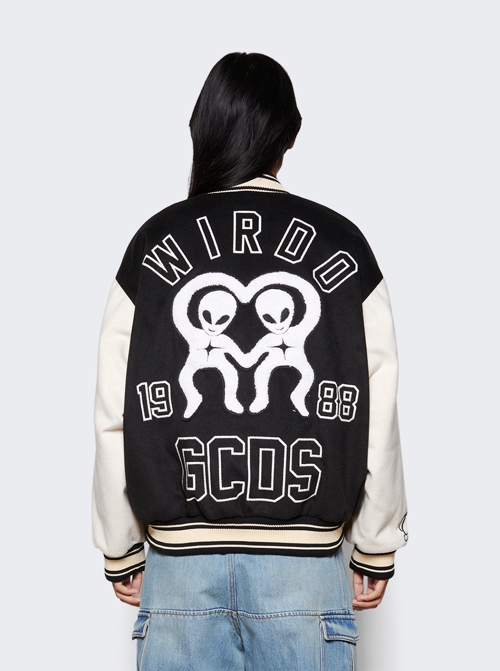 Wirdo Varsity Bomber Jacket Black and White - 5