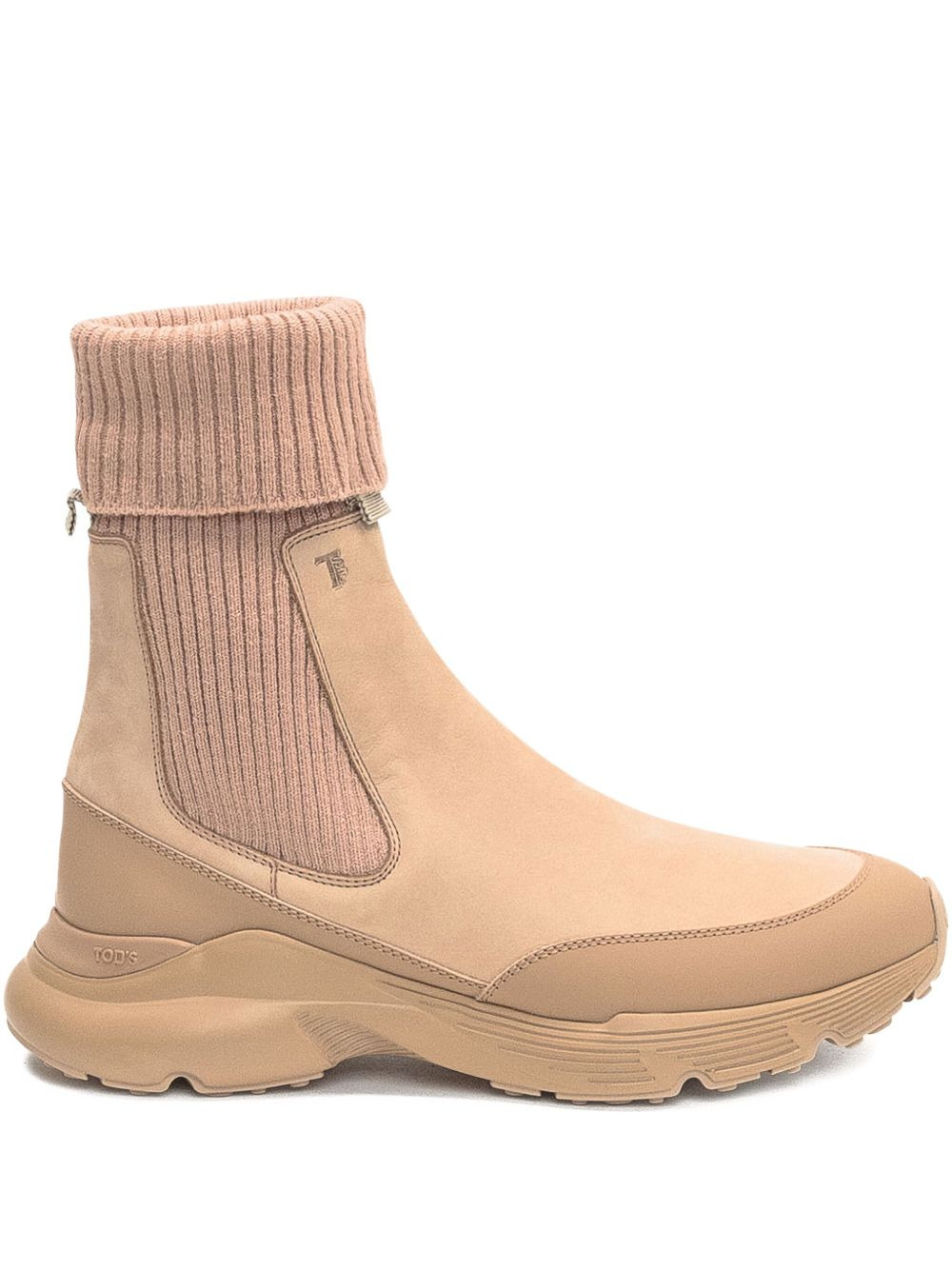 knitted cuffed calfskin ankle boots - 1