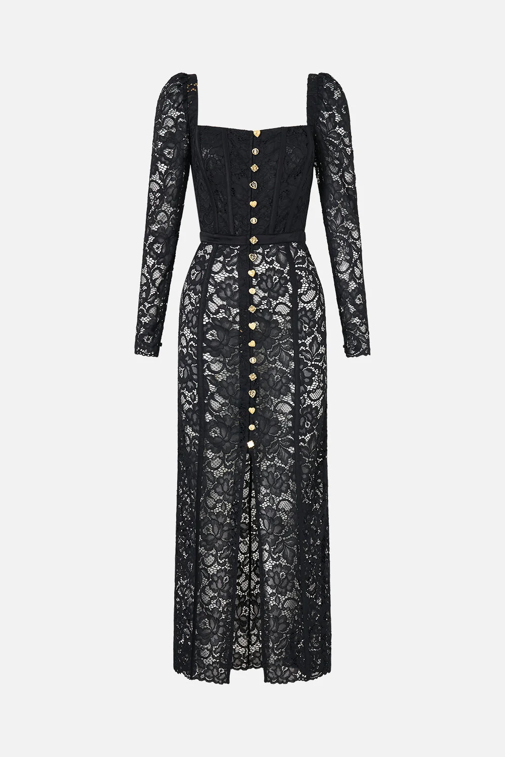 BUST DETAIL DRESS WITH LONG SLEEVE - 1