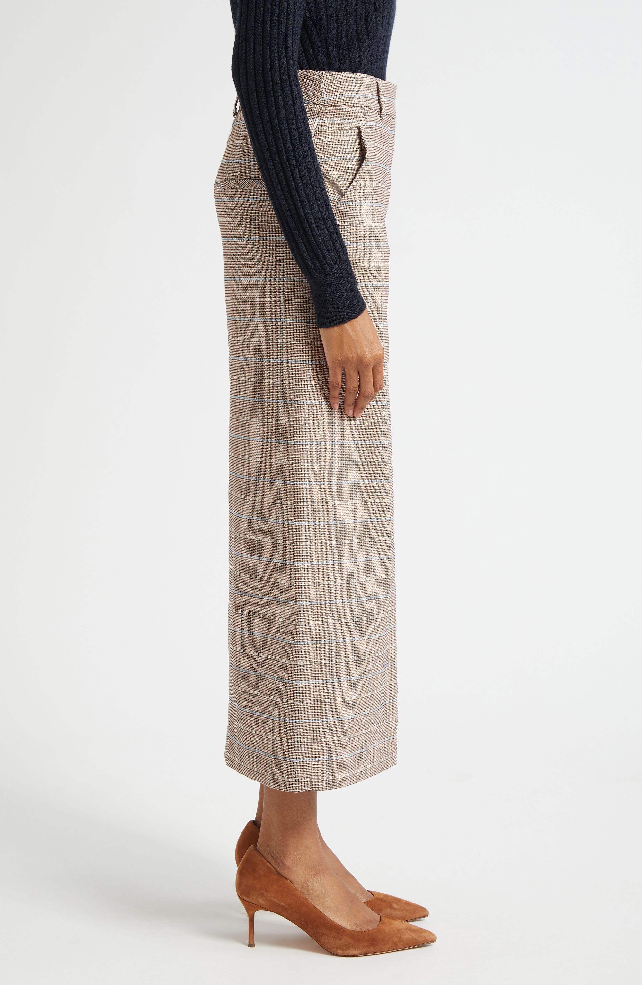 Veronica Beard Maxine Plaid Midi Skirt in Hazelnut Multi at Nordstrom - 4