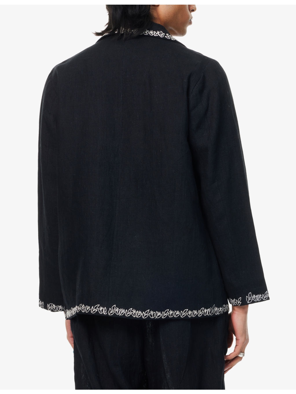 Notched-Lapel Embroidered Linen Blazer - 4