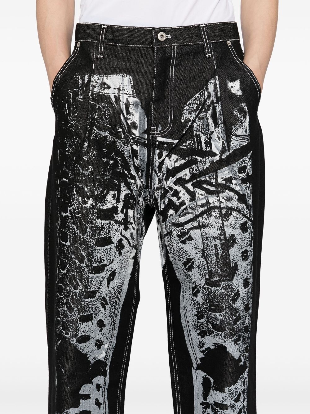 printed trompe l'oeil jeans - 5