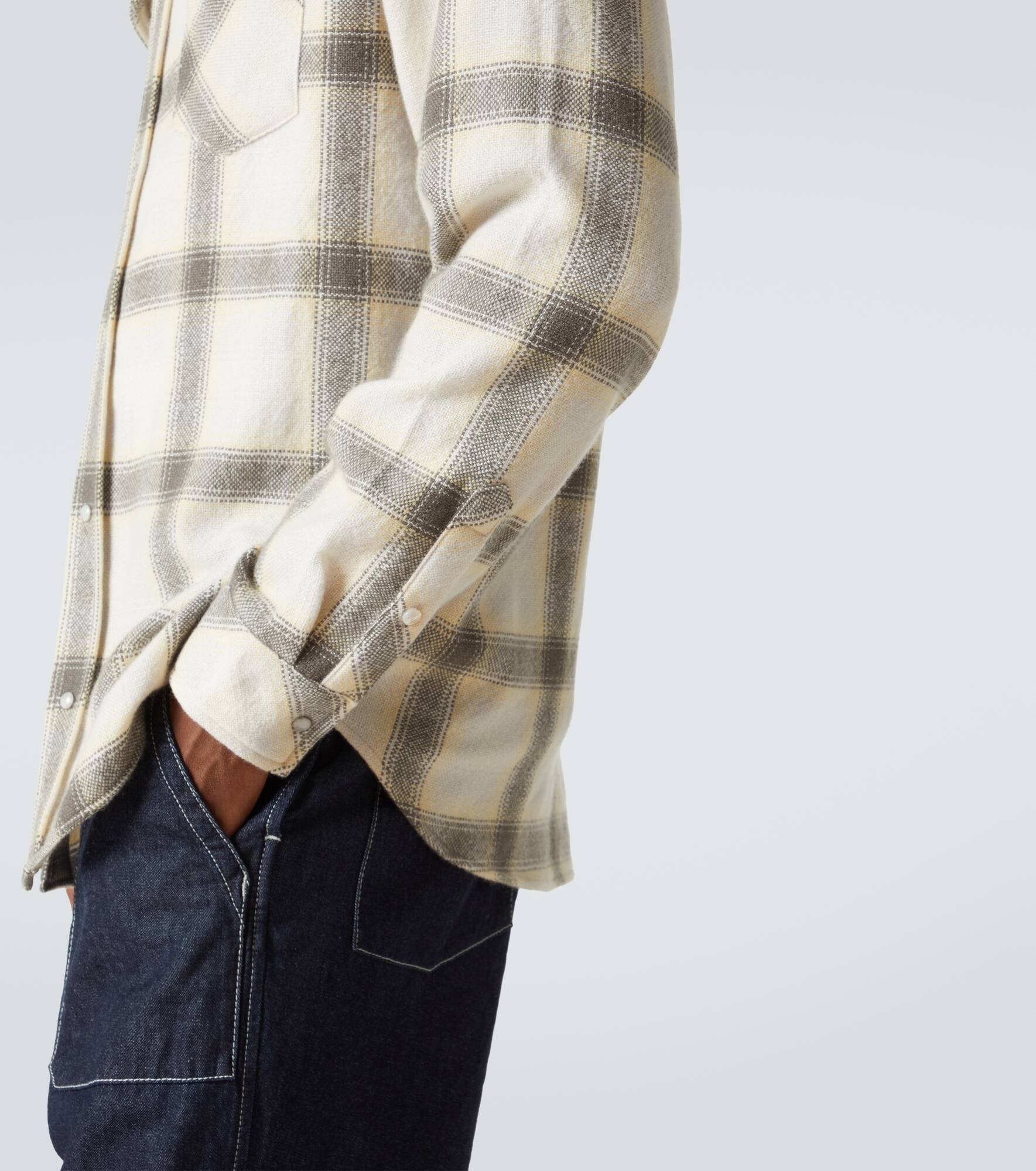 Moon plaid cashmere shirt - 6