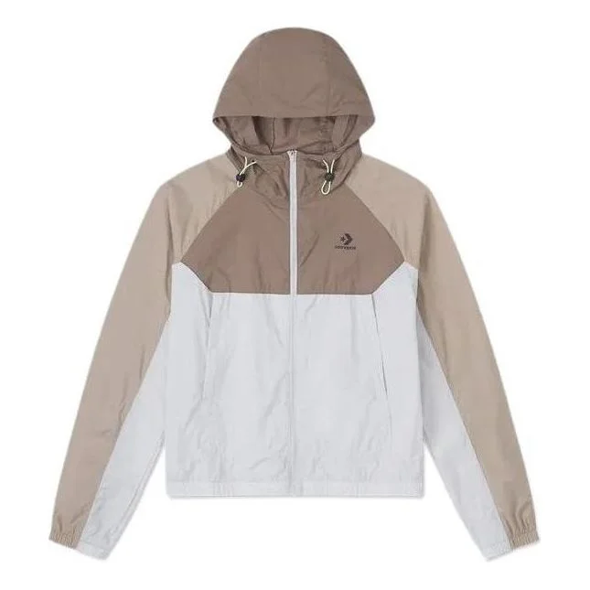 (WMNS) Converse Lightweight Windbreaker Jacket 'Beige White' 10026393-A01 - 1