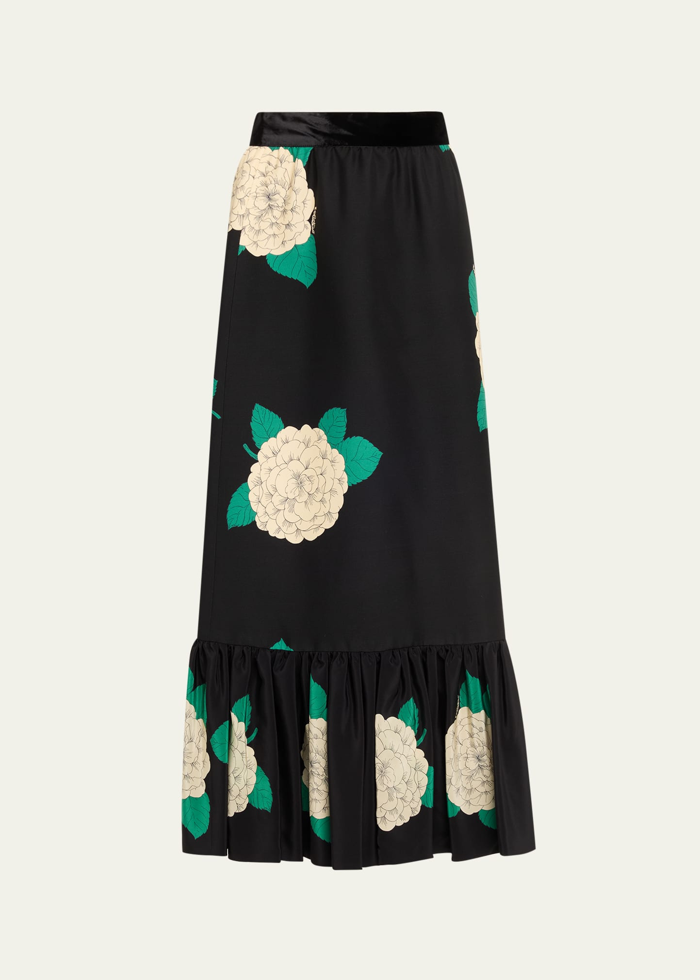 Ortensia-Print Crepe Ruffle Ankle Skirt - 1