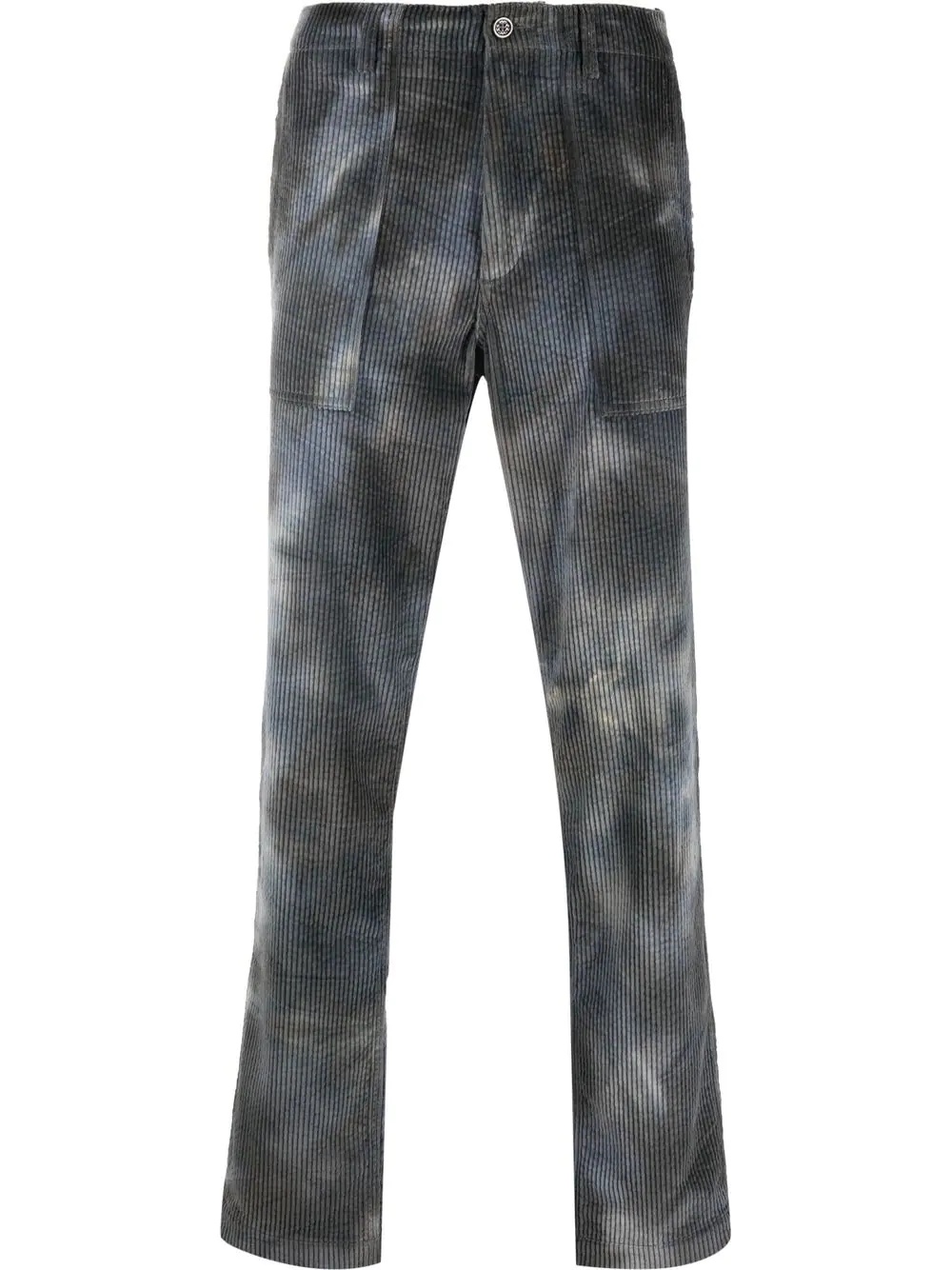 tie dye-print corduroy trousers - 1