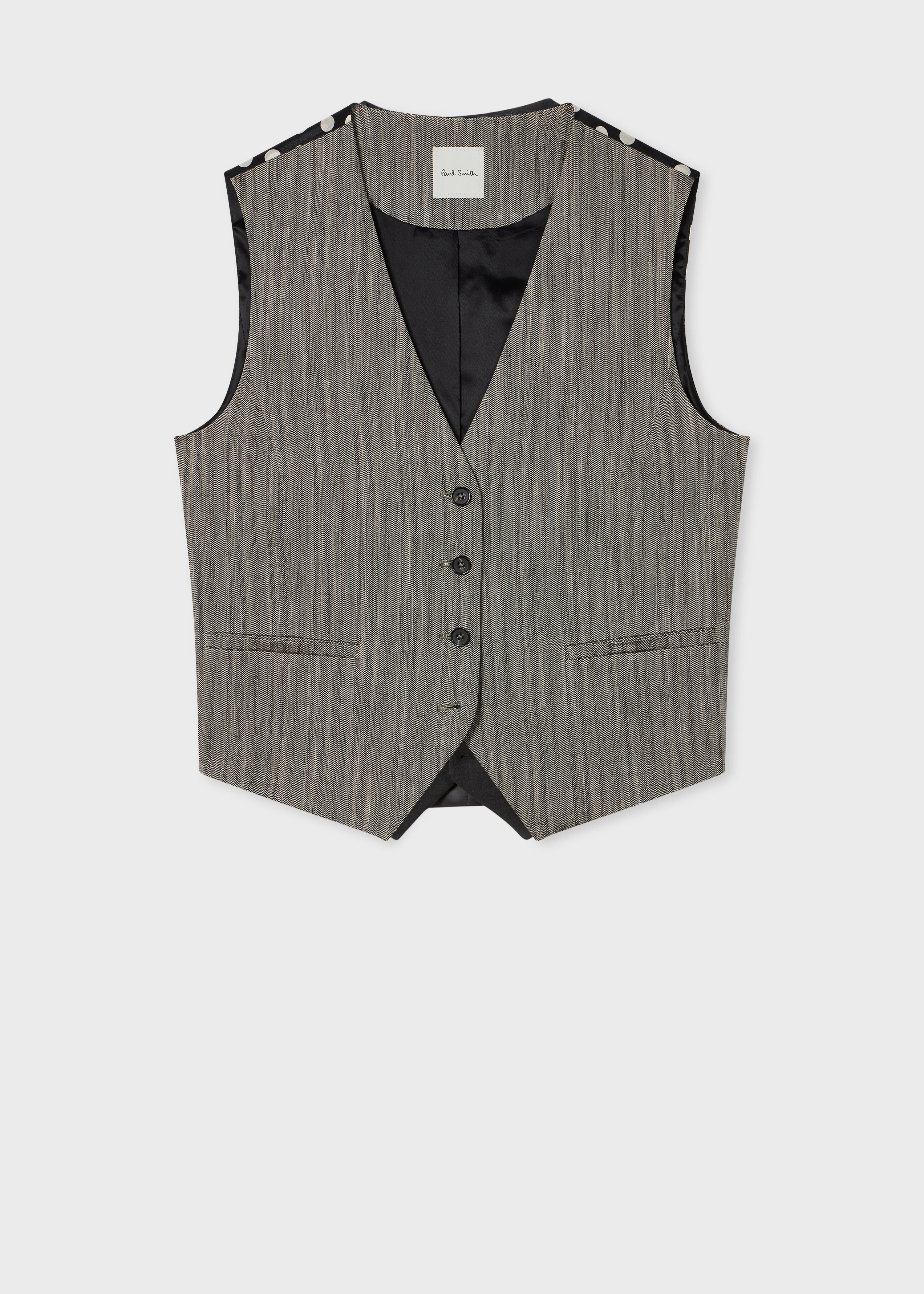 Women's Herringbone Waistcoat with Contrast Back - 1