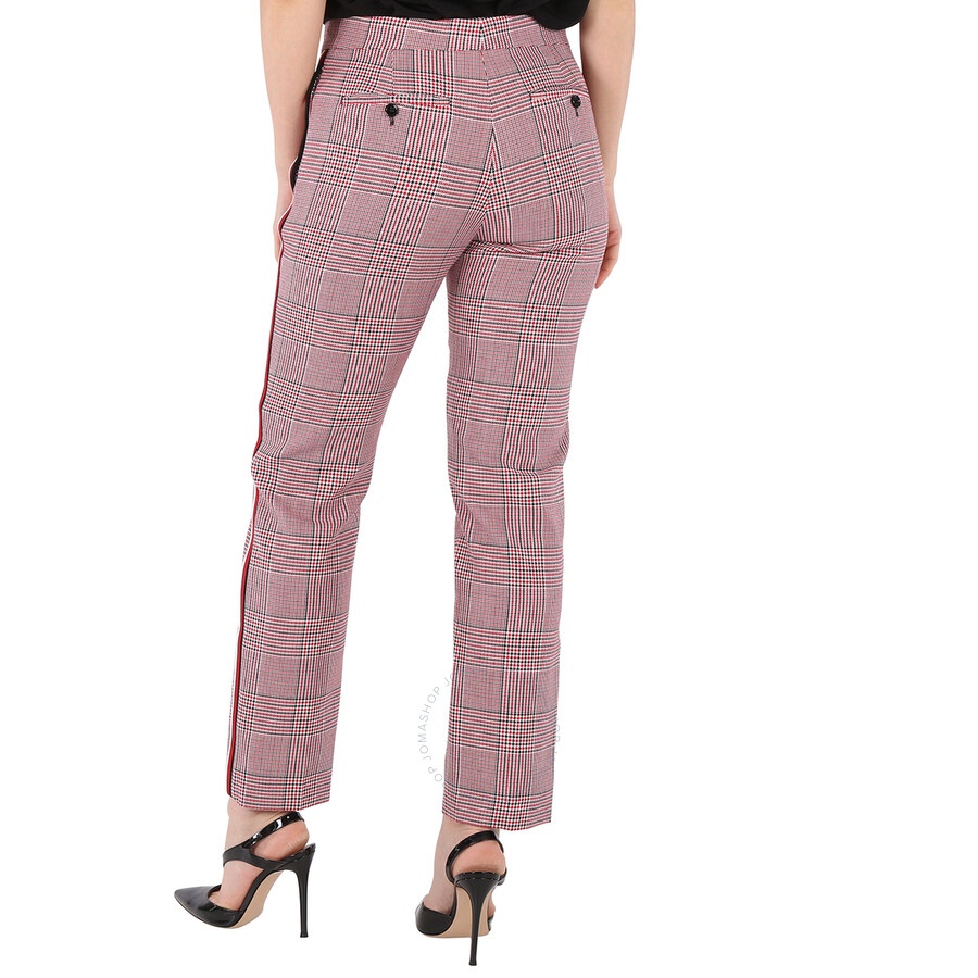 Burberry Ladies Side Stripe Houndstooth Check Wool Tailored Trousers - 5