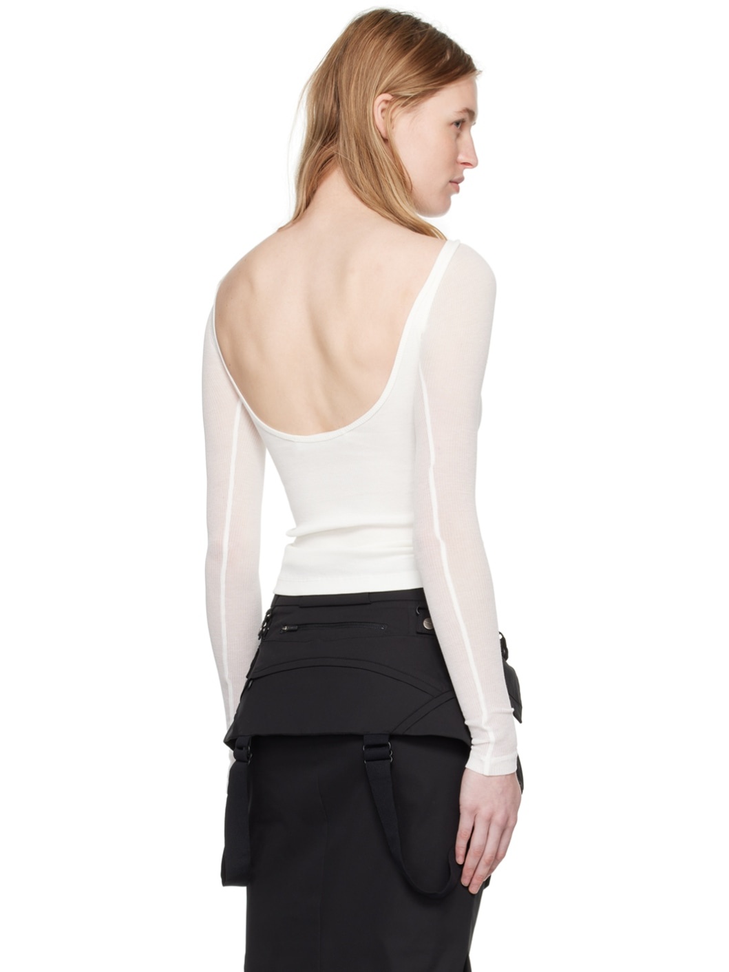 White Pierced Long Sleeve T-Shirt - 3