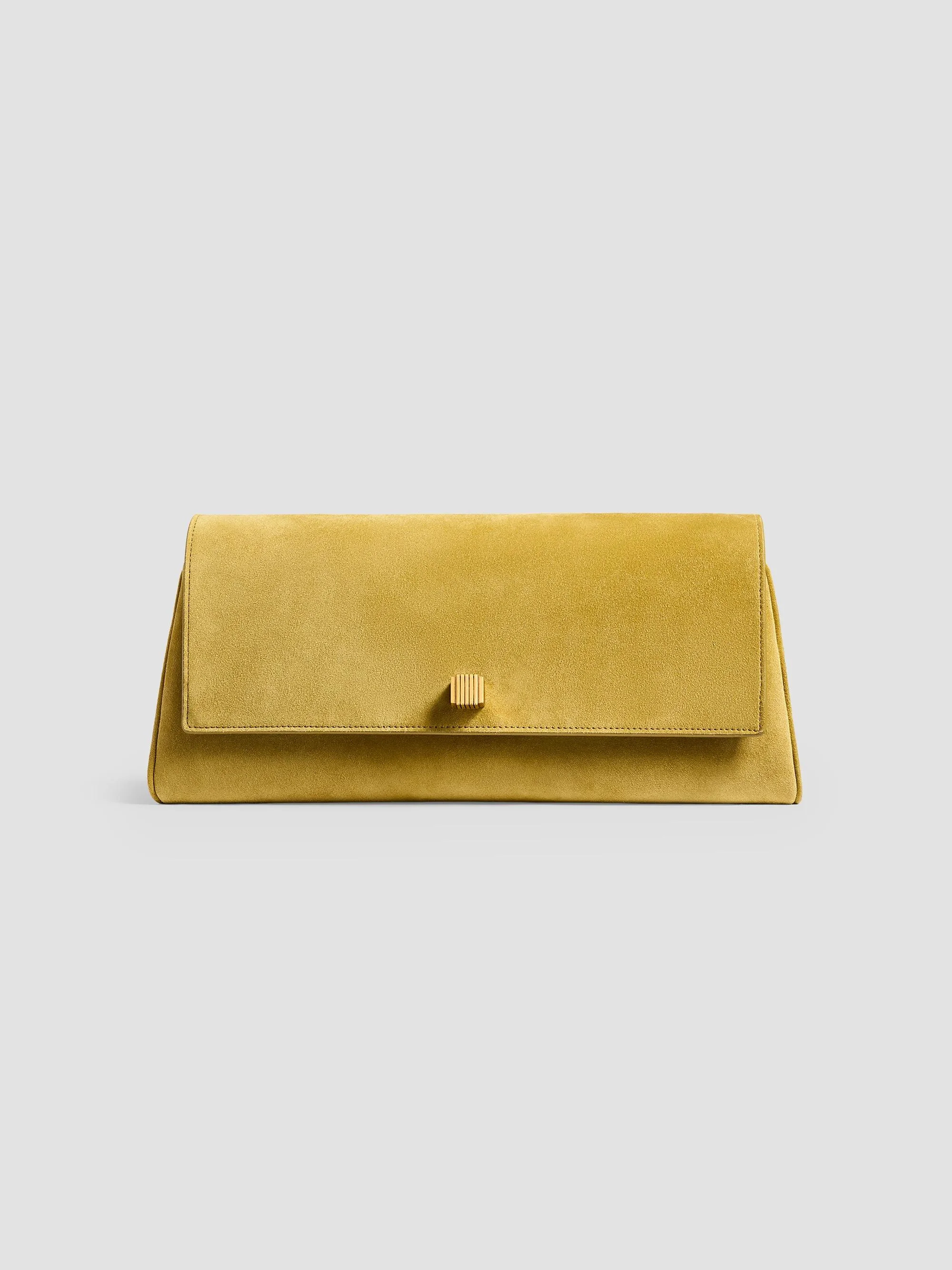 Women's Audrey Suede Clutch - Golden Olive - 1