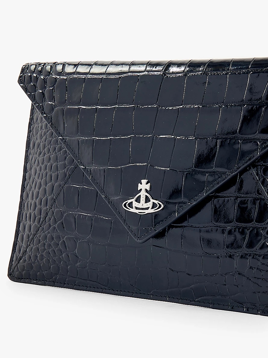 Logo-plaque leather envelope clutch bag - 3