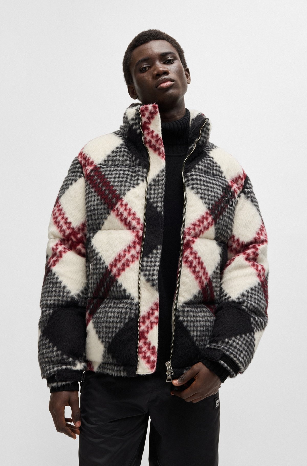 SLIM-FIT PUFFER JACKET WITH CHECK PATTERN - 2