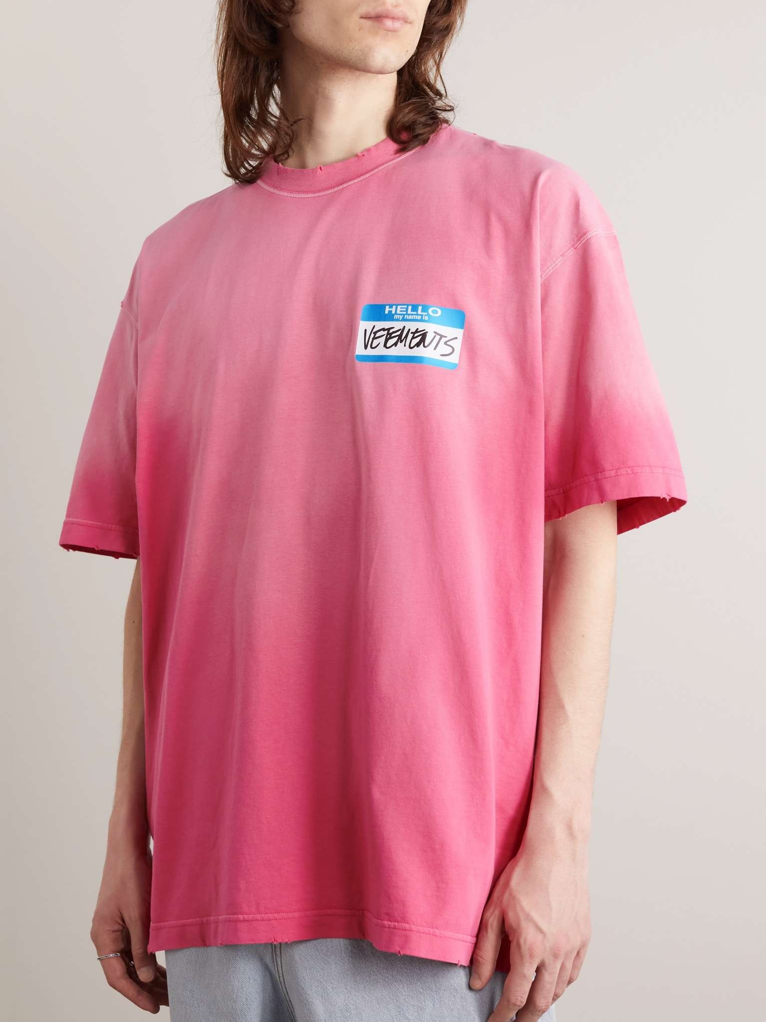 Oversized Distressed Logo-Print Cotton-Jersey T-shirt - 3