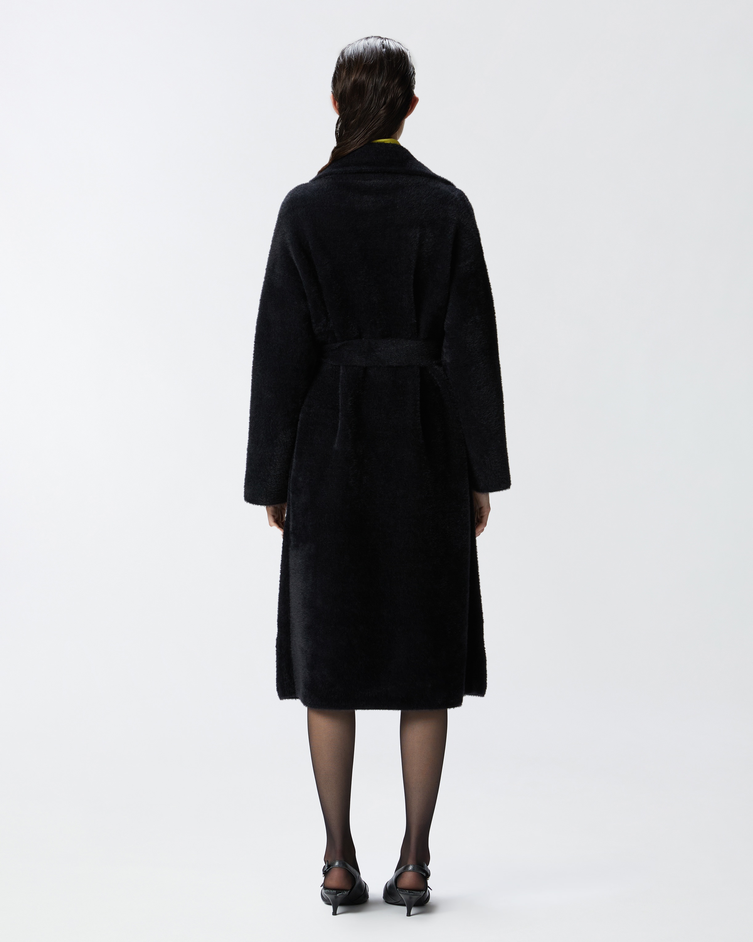 FAUX FUR WRAPAROUND COAT WITH BELT - 4