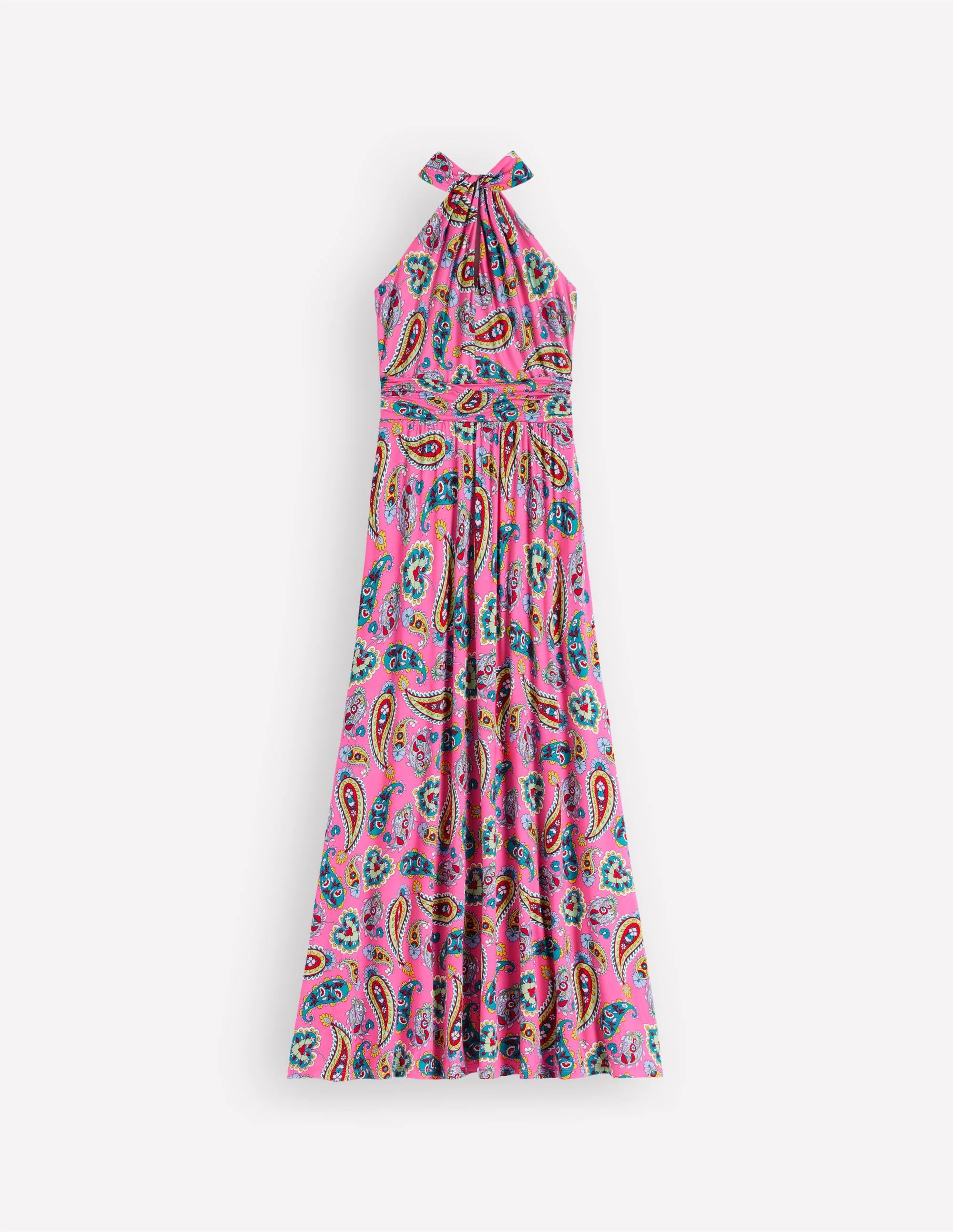 Sydney Twist Neck Jersey Dress-Pink Paisley - 1