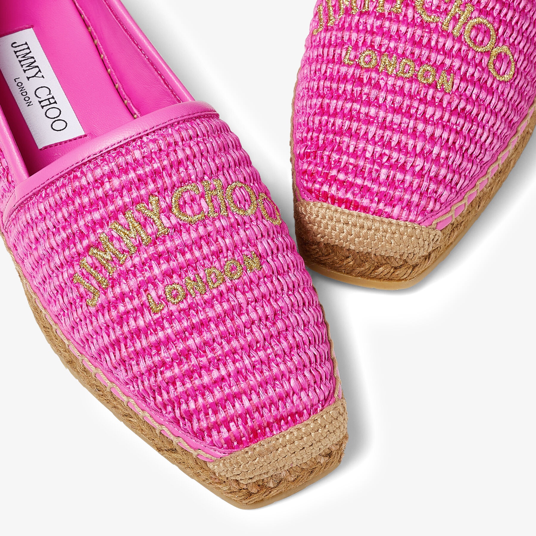 Brie Flat
Fuchsia Jimmy Choo Embroidered Raffia Espadrilles - 4