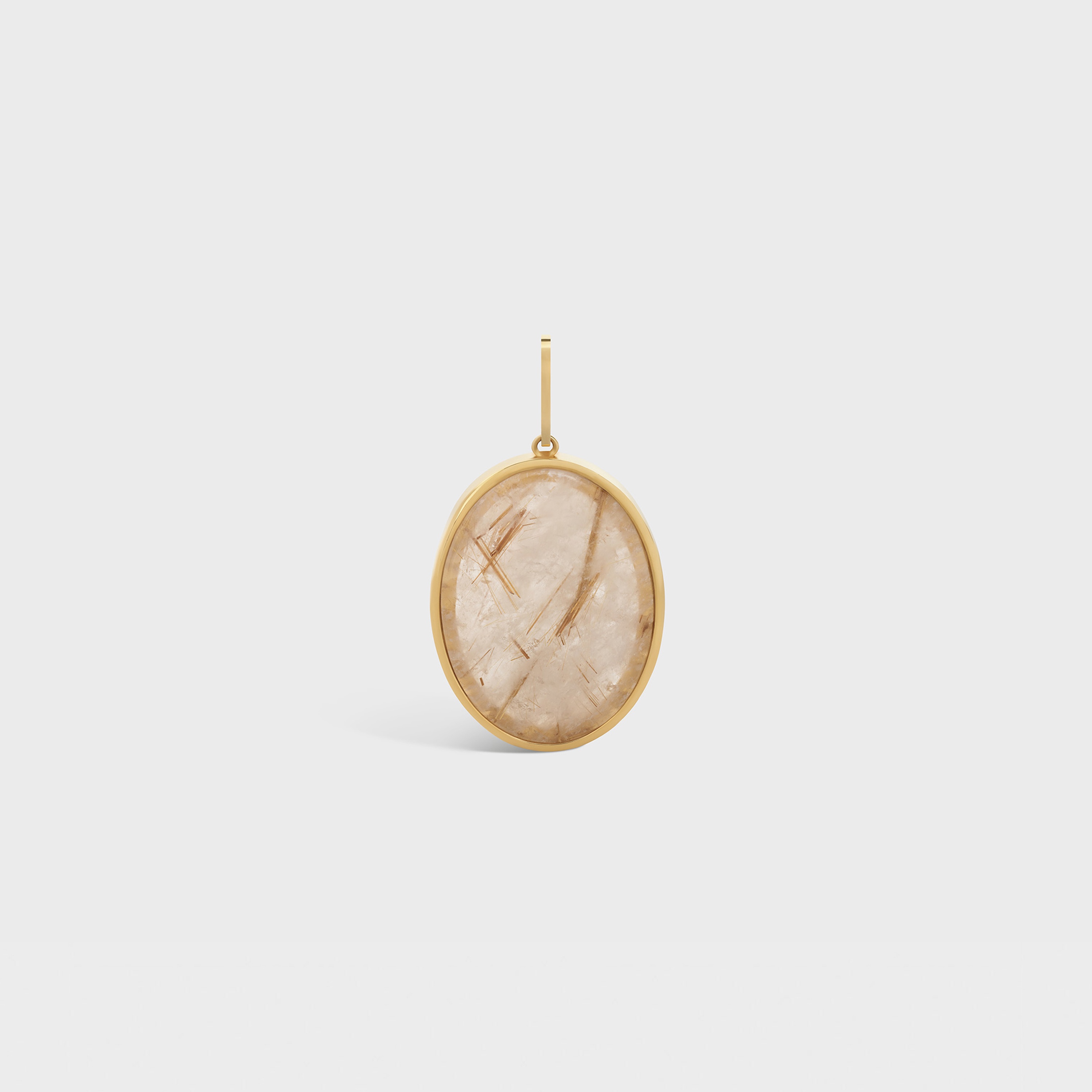 CELINE SEPARABLES STONE PENDANT IN RUTILATED QUARTZ AND BRASS WITH GOLD FINISH - 1