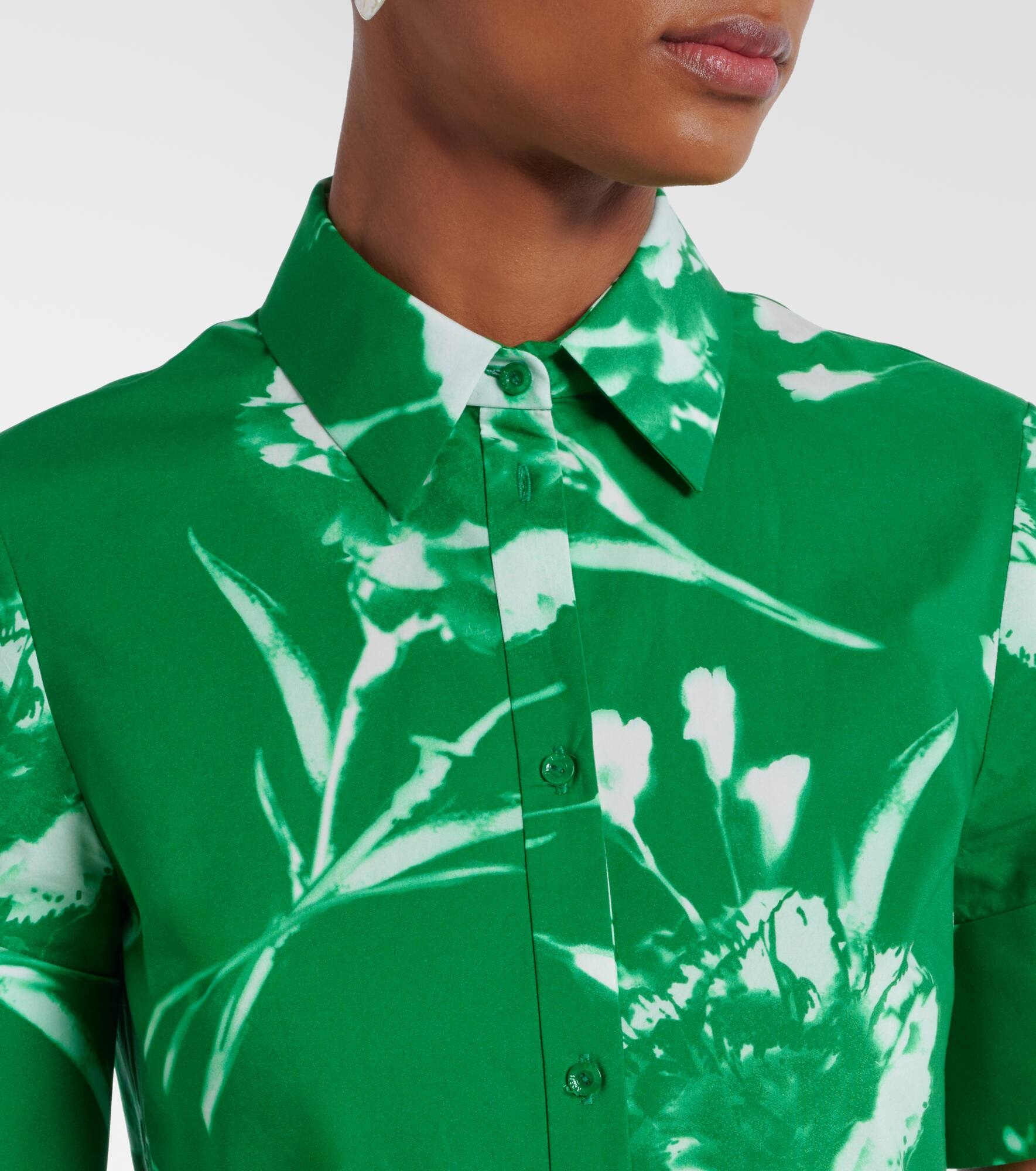 Floral cotton poplin shirt dress - 4