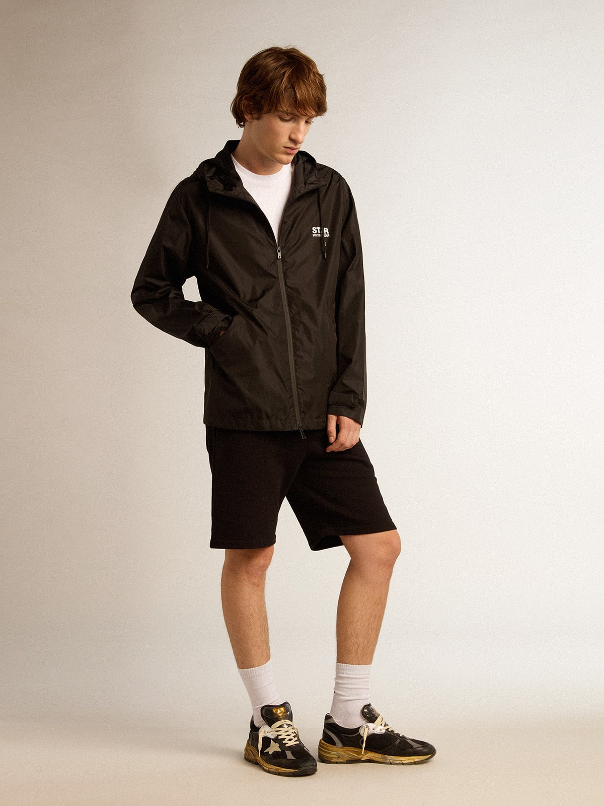 Men's windcheater with contrasting white logo and star - 3