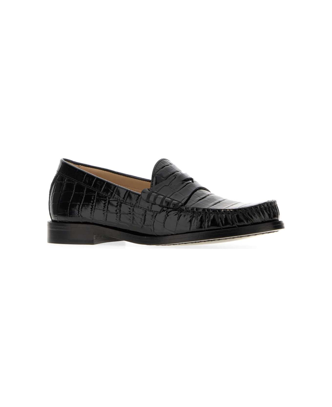 Black Leather Lottie Loafers - 2