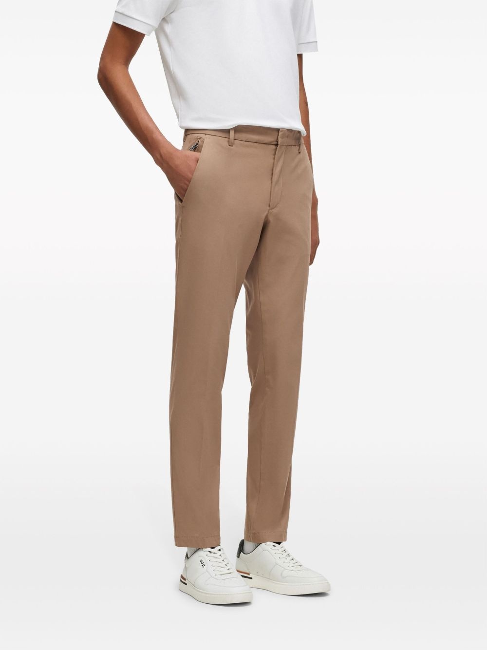 logo-embroidered cotton-blend tapered trousers - 3
