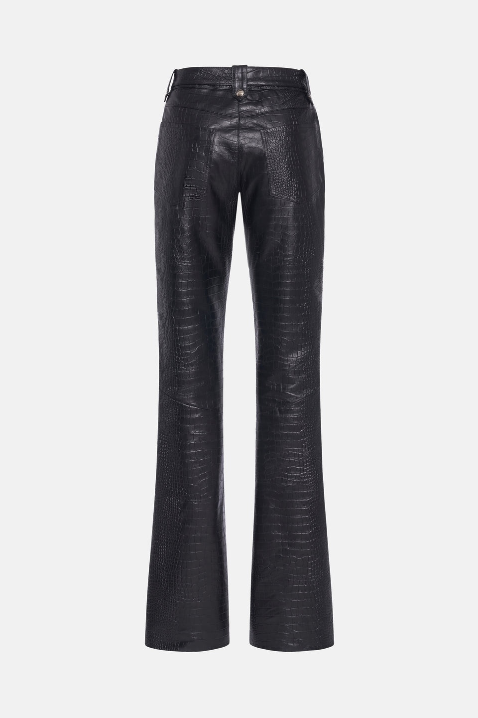 CROCO PRINT LEATHER FLARED TROUSERS WITH BELT - 2