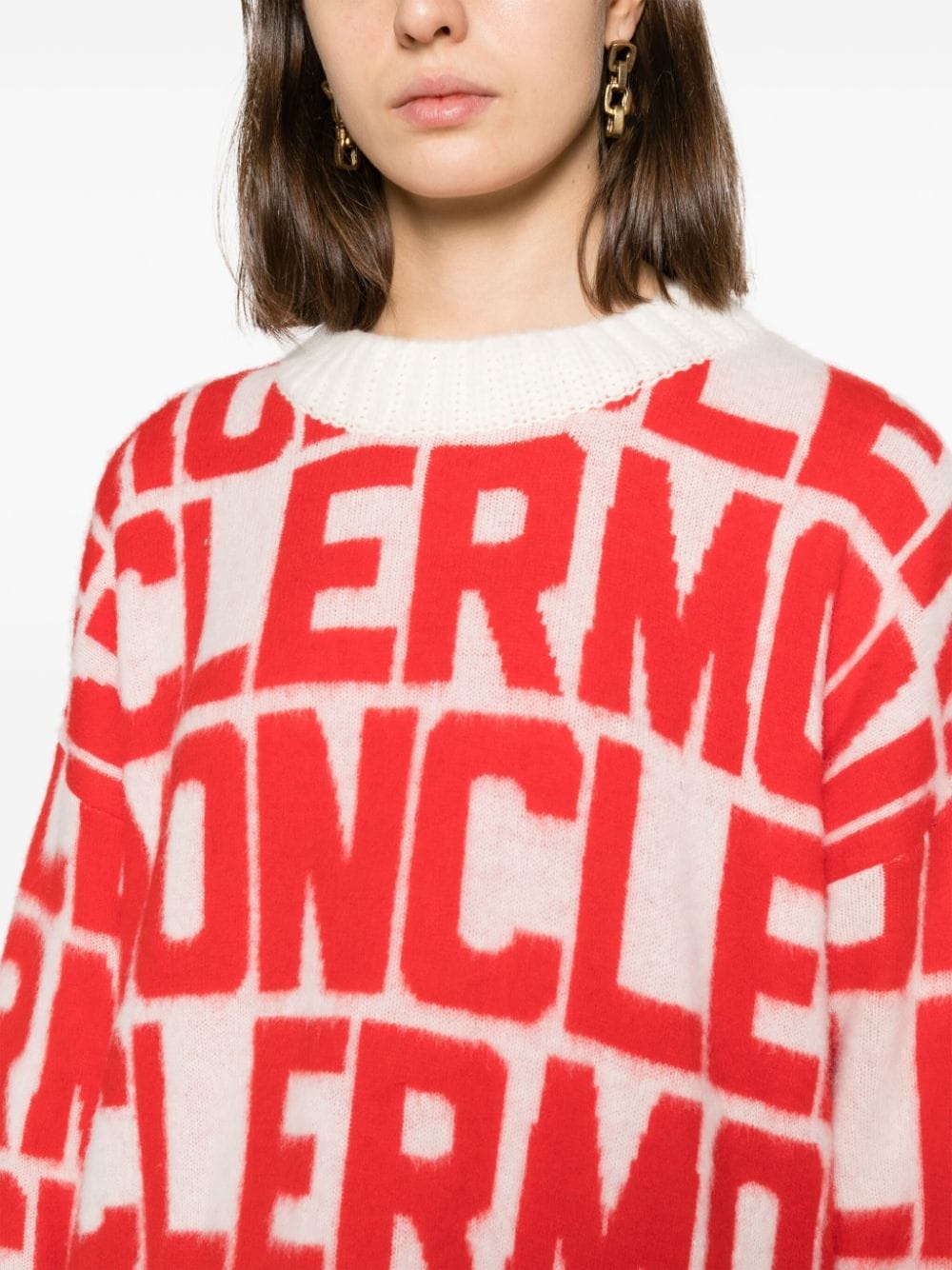 logo-jacquard wool jumper - 5