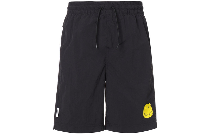 adidas adidas neo M Smly Shorts Smiling Face Printing Stripe Sports Black GP5786 outlook